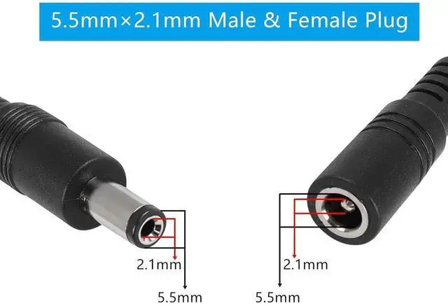Alt view image 3 of 7 - WRIARICH 30CM DC 5.5x2.1mm Male to Female Power Cable, 16AWG Wire with Inline Rocker On/Off Switch, DC Power Adapter Cord for LED Light Strips, CCTV Security Camera, 2 Pack
