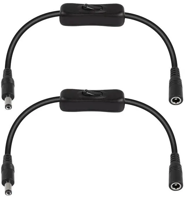 Alt view image 7 of 7 - WRIARICH 30CM DC 5.5x2.1mm Male to Female Power Cable, 16AWG Wire with Inline Rocker On/Off Switch, DC Power Adapter Cord for LED Light Strips, CCTV Security Camera, 2 Pack