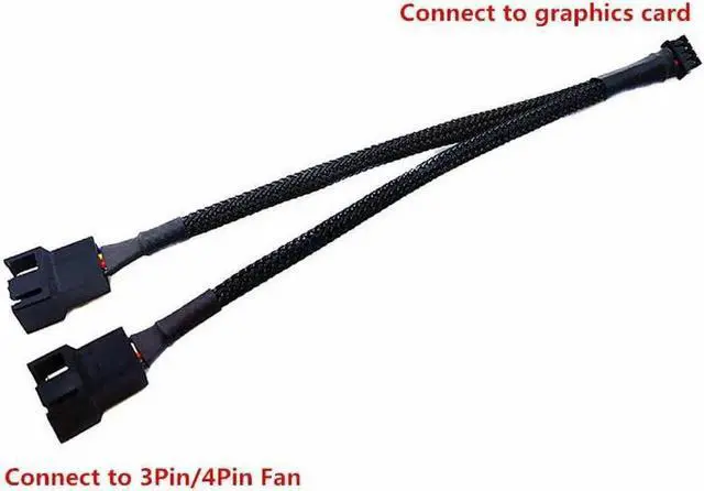 Alt view image 4 of 6 - WRIARICH 2 Pack 10.6 Inch PWM Fan 1 to 2 Splitter Cable, Black Dual Case Fan Power Adapter Converter