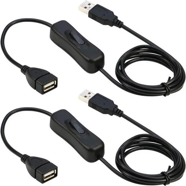 Alt view image 3 of 5 - WRIARICH 2 Pack 3.3FT USB Type A Male to Female Extension Cable with On Off Switch, USB Extender Supports Data & Power for LED Strips, Headset, USB Cooling Fan, Laptop Desktop Accessories