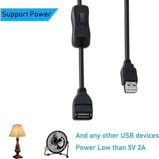 Alt view image 5 of 5 - WRIARICH 2 Pack 3.3FT USB Type A Male to Female Extension Cable with On Off Switch, USB Extender Supports Data & Power for LED Strips, Headset, USB Cooling Fan, Laptop Desktop Accessories