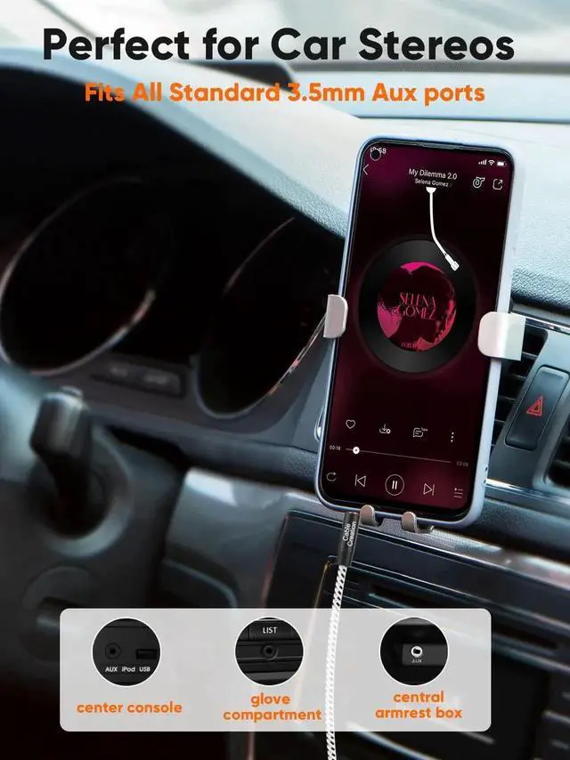 Alt view image 6 of 7 - WRIARICH 0.45M Short 3.5mm Male to Male Aux Cable, Braided 1/8 Inch Stereo Audio Cord Hi-Fi Sound for Car, Headphones, Speakers, Smartphones & Home Stereos