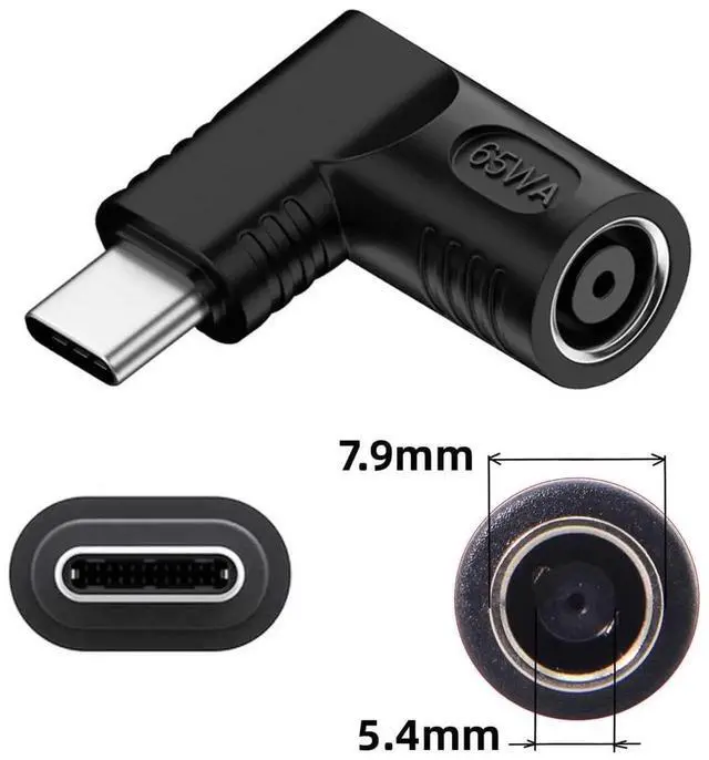 Alt view image 5 of 7 - WRIARICH 90 Degree Right Angle DC 7.9*5.4mm 20V Input to USB-C Output Power Charging Adapter Compatible with Lenovo ThinkPad Original Laptop Power Supply