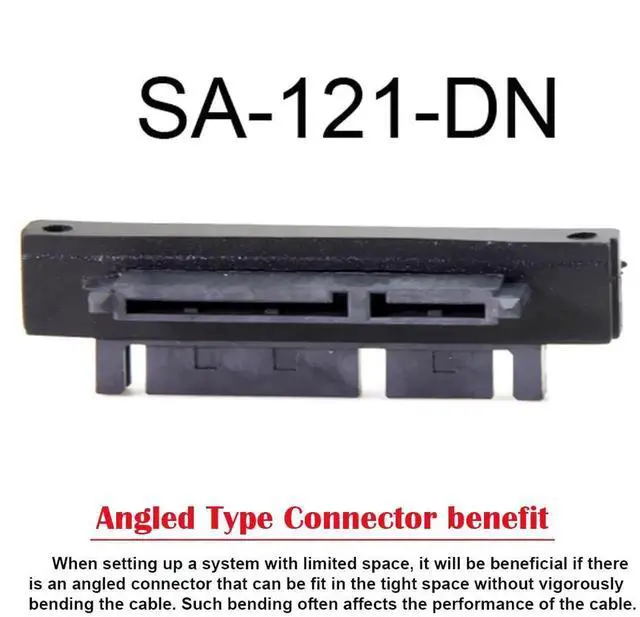 Alt view image 2 of 7 - WRIARICH 90 Degree Down Angled SATA 22Pin Male to Female Extension Adapter, 7+15 SATA Right Angle Connector