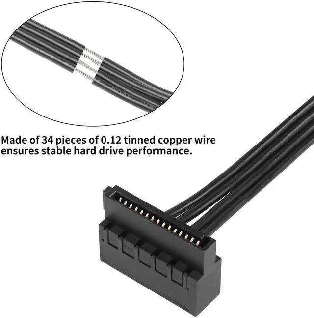 Alt view image 7 of 7 - WRIARICH 2 Pack 40CM ATX Mini 4Pin to Right Angle 15Pin SATA Female Power Cable, Motherboard Auxiliary Power Adapter for HDD, SSD, Blu-ray & CD Optical Drives
