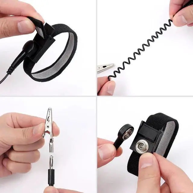 Alt view image 6 of 7 - WRIARICH 2PC 11 Inch Adjustable ESD Anti Static Wrist Strap with Alligator Clip & Extended Cord, Grounding Bracelet for PC Assembly & Electronic Repair