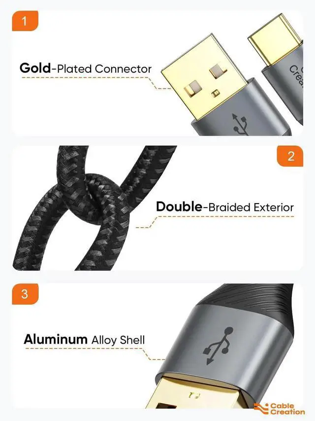 Alt view image 5 of 7 - WRIARICH 0.2m Braided Short USB to USB-C Cable, 0.8ft Charging Cord Compatible with Car CarPlay, Galaxy Series, MacBook, iPad mini 6 & iPad Pro 2020