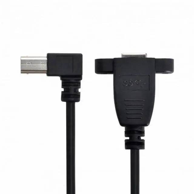 Alt view image 6 of 7 - WRIARICH 0.5m Right Angle 90° USB3.0 Type-B Male to Panel Mount Type-B Female Extension Cable
