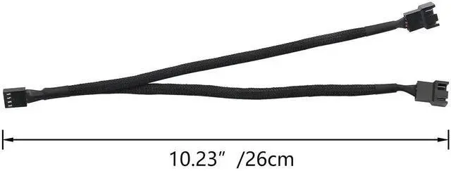 Alt view image 2 of 5 - WRIARICH 2PCS Black Sleeved 4-Pin PWM 1 to 2 Fan Splitter Cable for PC Cooling Fans