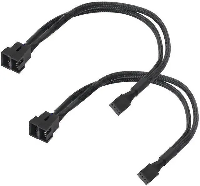 Main image of WRIARICH 2PCS Black Sleeved 4-Pin PWM 1 to 2 Fan Splitter Cable for PC Cooling Fans