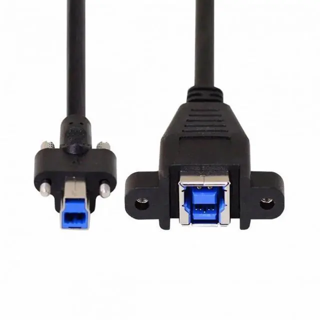 Alt view image 2 of 7 - WRIARICH 0.5m USB3.0 Type-B Male to Female Extension Cable, Dual Thumbscrew Lockable Panel Mount Cord