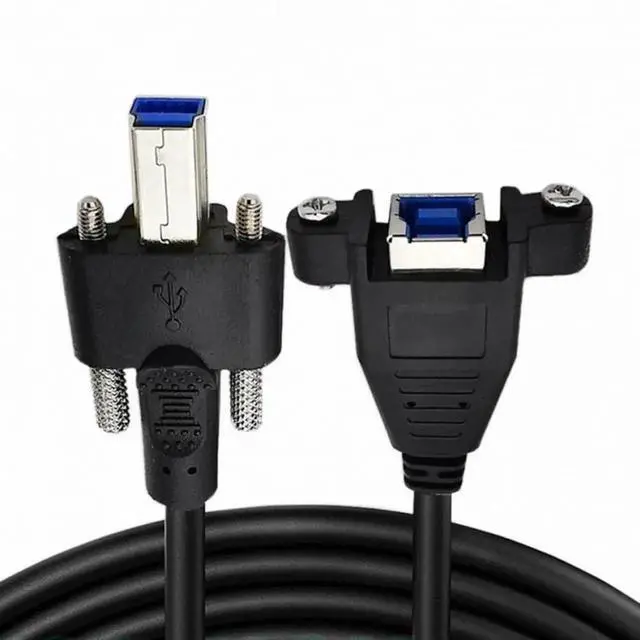 Alt view image 6 of 7 - WRIARICH 0.5m USB3.0 Type-B Male to Female Extension Cable, Dual Thumbscrew Lockable Panel Mount Cord