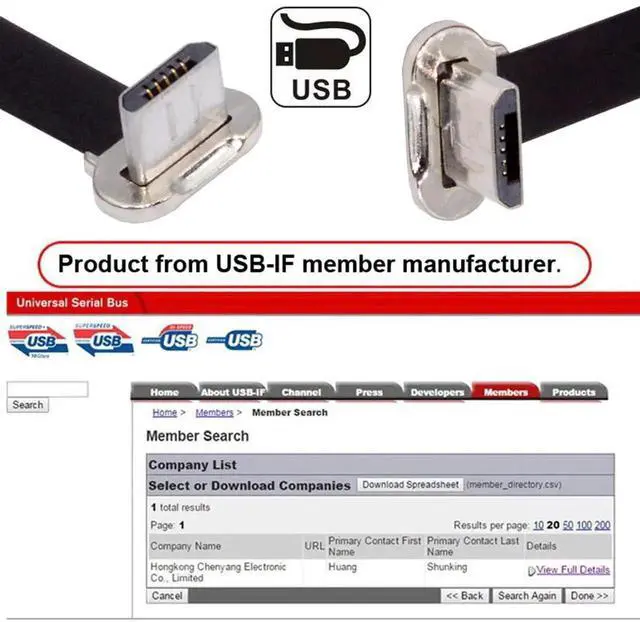 Alt view image 3 of 7 - WRIARICH 16cm Flat Micro USB 2.0 Male to Male Cable, Up-Down 90° Angled Ultra Slim 5Pin Cord for Charging & Data Sync