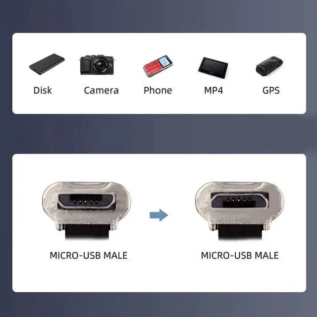 Alt view image 5 of 7 - WRIARICH 16cm Flat Micro USB 2.0 Male to Male Cable, Up-Down 90° Angled Ultra Slim 5Pin Cord for Charging & Data Sync