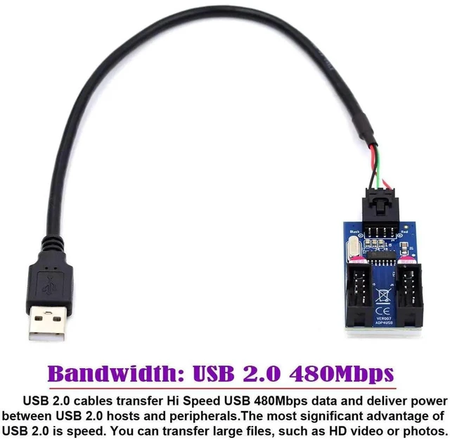 Alt view image 4 of 7 - WRIARICH USB2.0 10Pin Motherboard Header Splitter Cable, 1-to-2 Type-A Female Port Multiplier Adapter