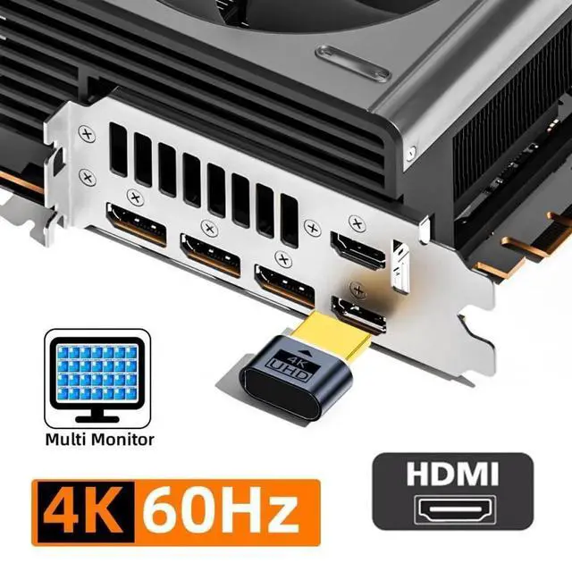 Alt view image 2 of 7 - WRIARICH Black HDMI Dummy Plug Virtual Display Emulator, 4K@60Hz HDMI 1.4 EDID DDC Headless Ghost Display Adapter for Remote Work Mining