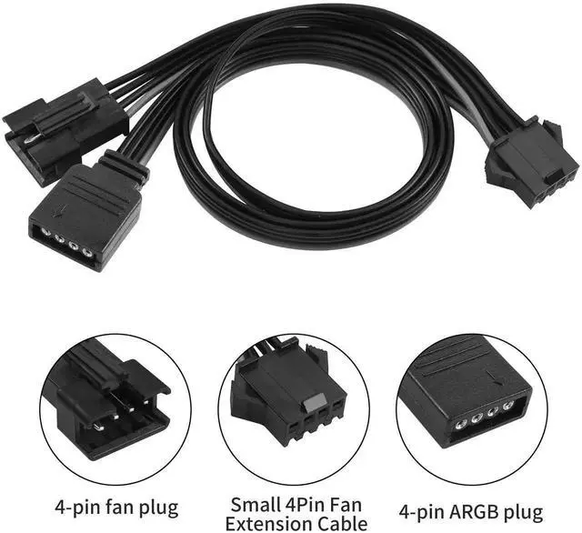 Alt view image 4 of 6 - WRIARICH 50CM 4Pin 12V RGB Splitter Cable, PWM RGB Adapter Cord for PC Case LED Lighting