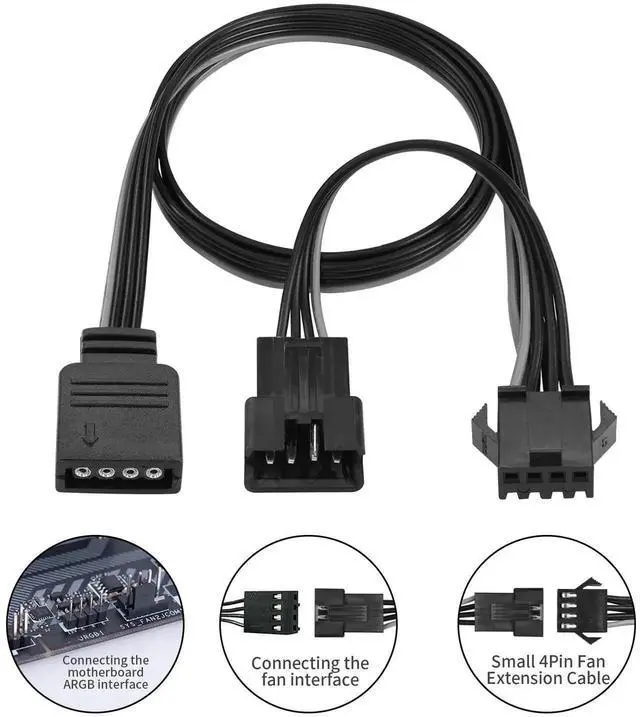 Alt view image 6 of 6 - WRIARICH 50CM 4Pin 12V RGB Splitter Cable, PWM RGB Adapter Cord for PC Case LED Lighting