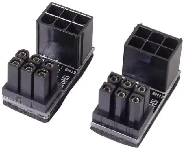 Main image of WRIARICH 2 Pack 180 Degree Angled ATX 6Pin GPU Power Connector Adapter for Desktop Graphics Cards