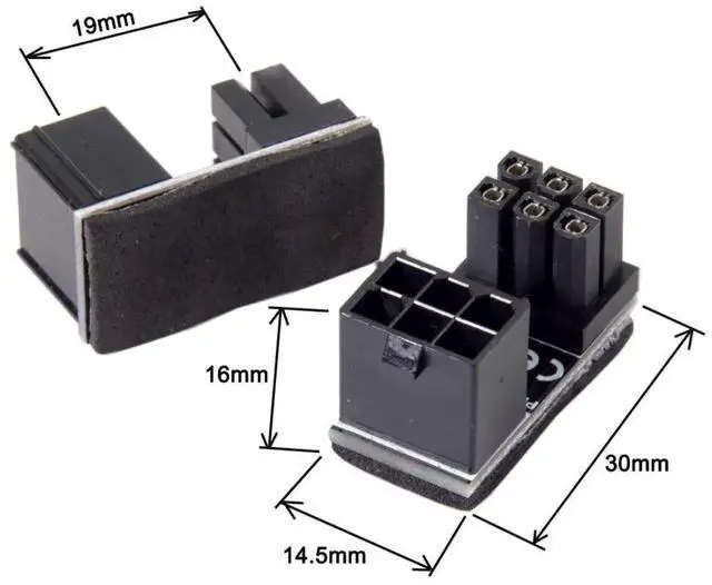 Alt view image 2 of 7 - WRIARICH 2 Pack 180 Degree Angled ATX 6Pin GPU Power Connector Adapter for Desktop Graphics Cards