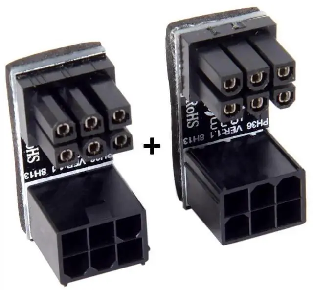 Alt view image 6 of 7 - WRIARICH 2 Pack 180 Degree Angled ATX 6Pin GPU Power Connector Adapter for Desktop Graphics Cards