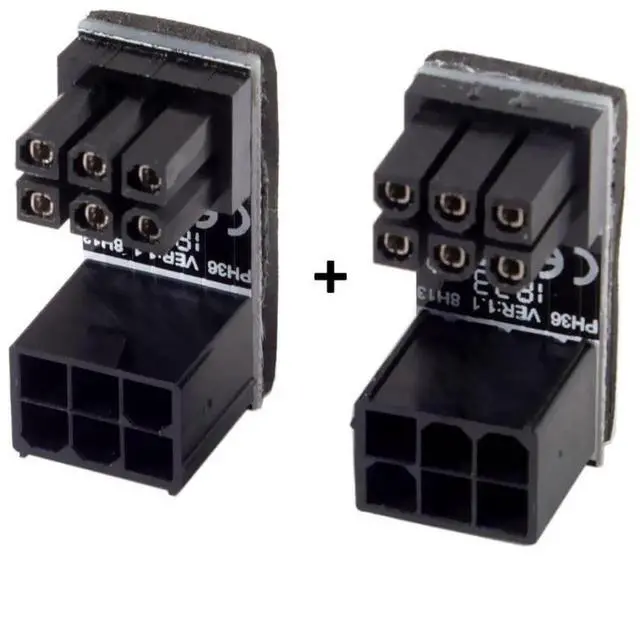 Alt view image 7 of 7 - WRIARICH 2 Pack 180 Degree Angled ATX 6Pin GPU Power Connector Adapter for Desktop Graphics Cards