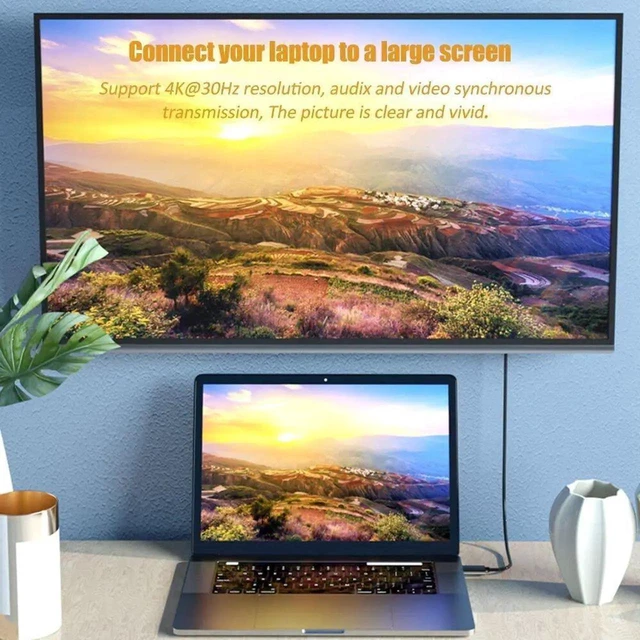 Alt view image 4 of 7 - WRIARICH 2M USB 3.1 Type C to HDMI 4K Cable, Thunderbolt 3 Compatible USB-C to HDTV Video Cord for MacBook, MacBook Pro, Samsung Galaxy S8/S9/S10/S20 & More Devices