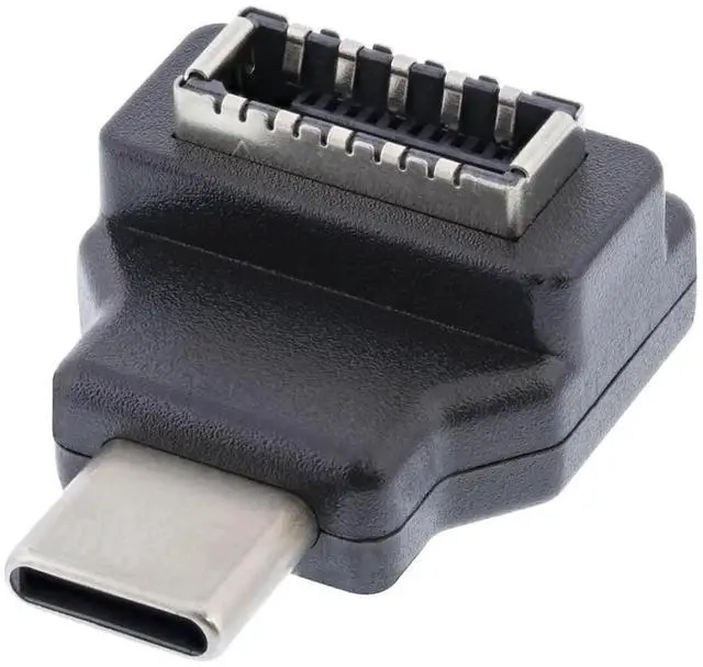 Main image of WRIARICH 90 Degree Angled USB-C Male to Type-E Female Adapter, USB 3.1 Gen2 10Gbps Motherboard Front Panel Header Extension Riser Connector for Desktop PC DIY Assembly