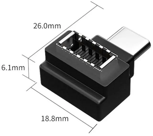 Alt view image 7 of 7 - WRIARICH 90 Degree Angled USB-C Male to Type-E Female Adapter, USB 3.1 Gen2 10Gbps Motherboard Front Panel Header Extension Riser Connector for Desktop PC DIY Assembly