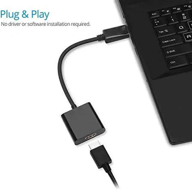Alt view image 7 of 7 - WRIARICH Black DisplayPort Male to HDMI Female Adapter, DP to HDMI Video Converter for Desktops Laptops to HDMI Monitors TVs