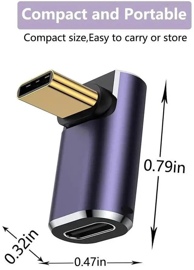Alt view image 4 of 6 - 2 Pack 90 Degree Right Angle USB-C Adapter, 40Gbps Data, 240W PD Fast Charging & 8K@60Hz Video Elbow Converter, Compatible with MacBook Pro/Air, Steam Deck, Switch, VR Headsets & All USB-C Devices