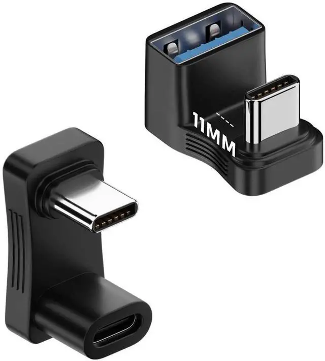 Main image of 2 Pack 180 Degree Straight Flip USB-C Male to Female Adapter, USB 3.1 Type-C Converter Supporting 100W PD Fast Charging & 4K@60Hz Video Output, Compatible with Steam Deck, Switch, Phones, Tablets & La