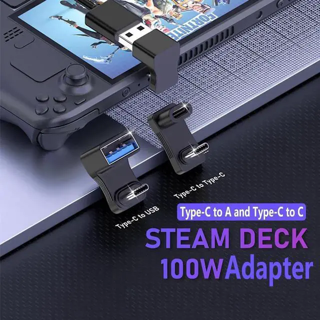 Alt view image 6 of 6 - 2 Pack 180 Degree Straight Flip USB-C Male to Female Adapter, USB 3.1 Type-C Converter Supporting 100W PD Fast Charging & 4K@60Hz Video Output, Compatible with Steam Deck, Switch, Phones, Tablets & La