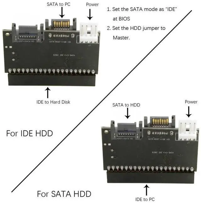 Alt view image 6 of 7 - WRIARICH Reversible IDE PATA 100/133 to Dual SATA 7Pin Converter for HDD