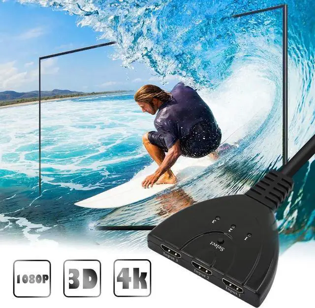 Alt view image 5 of 6 - WRIARICH 3 in 1 Out Manual HDMI Switch with HDMI Cable, 3 Port 1080P HDMI Switcher Splitter, Plug and Play
