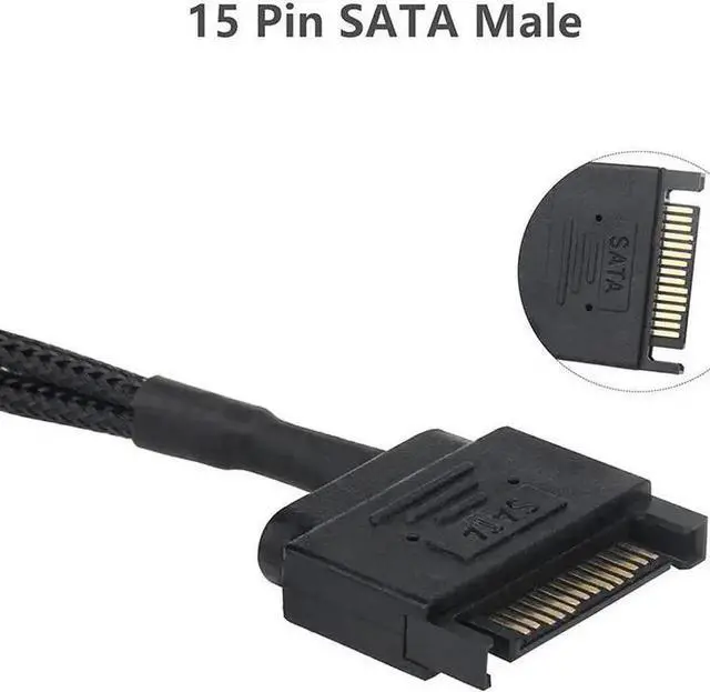 Alt view image 3 of 5 - WRIARICH 10 Inch Black Sleeved 15Pin SATA to Dual 3Pin/4Pin PWM Fan Y Splitter Cable, SATA Power to 2 PC Case Cooling Fans Adapter Cord