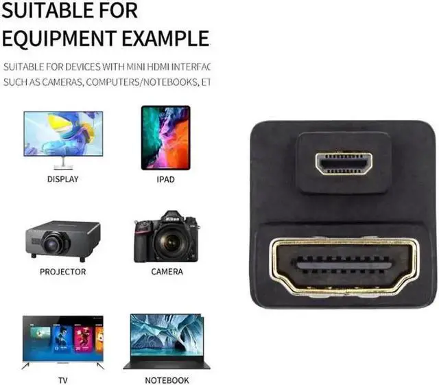 Alt view image 3 of 7 - WRIARICH U-Shaped 360° Down Reverse Micro HDMI 1.4 Male to HDMI Female Adapter, Type-D Port Saver