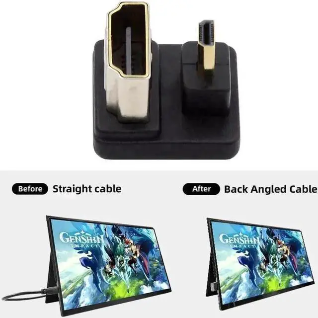 Alt view image 5 of 7 - WRIARICH U-Shaped 360° Down Reverse Micro HDMI 1.4 Male to HDMI Female Adapter, Type-D Port Saver