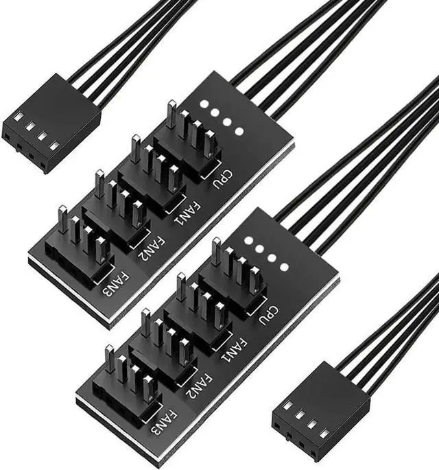 Main image of WRIARICH 2 Pack 4-Pin PWM Fan Hub Splitter Cable, 12V PC CPU & Chassis Fan Multi-Port Connector Compatible with 3-Pin & 4-Pin Cooling Fans