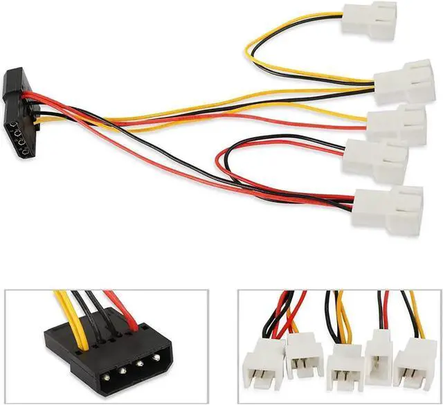 Alt view image 2 of 7 - WRIARICH 4-Pin Molex Pass-Through to 5 x 3-Pin PC Fan Splitter Cable, Supports 12V/7V/5V Voltage Regulation for Case & CPU Cooling Fans