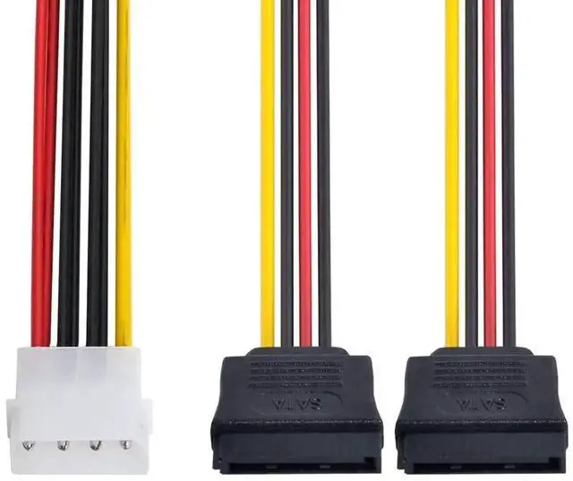 Alt view image 6 of 6 - WRIARICH 4 Pin IDE Molex to Dual 15Pin SATA Y-Splitter Power Cable, Male to Female 1 to 2 Power Cord