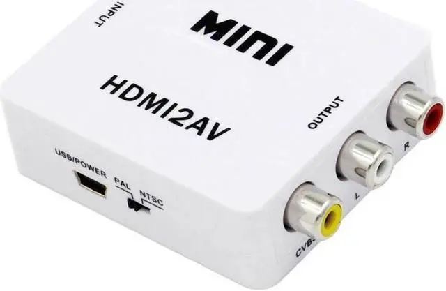 Alt view image 3 of 3 - WRIARICH 1080P Mini HDMI to 3RCA CVBS AV Converter, Digital HDMI to Analog Composite Audio Video Adapter, NTSC PAL Switch Plug and Play for HDTV Old CRT TV Projector
