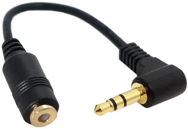 Alt view image 6 of 6 - WRIARICH 10cm 90 Degree Right Angle 3 Pole TRS 3.5mm Male to Female Stereo Audio Extension Cable, L-Shaped Headphone Aux Extension Cord