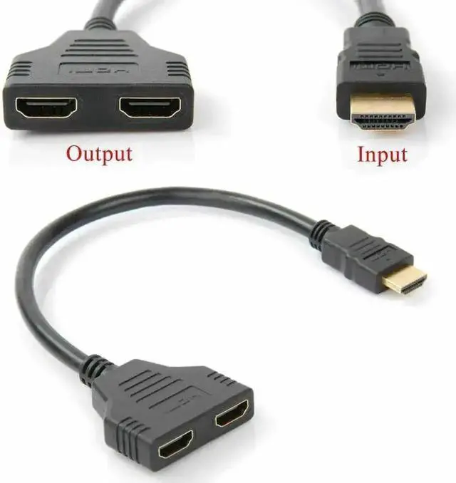 Alt view image 5 of 7 - WRIARICH 1 In 2 Out HDMI Splitter Cable, 1080P Full HD Male to Dual Female Y Splitter Cord for HDTV, LED & LCD Displays