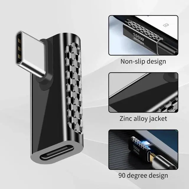Alt view image 2 of 7 - WRIARICH 20Gbps USB C Right Angle Adapter 90 Degree USB-C Male to Female Converter, PD 100W Fast Charging Type C Elbow Connector Compatible with MacBook Pro, iPad Pro, Tablets & Phones, 1 Pack