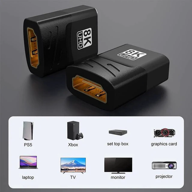 Alt view image 4 of 7 - WRIARICH 2 Pack 8K HDMI Female to Female Coupler, Gold-Plated Cable Extension Adapter