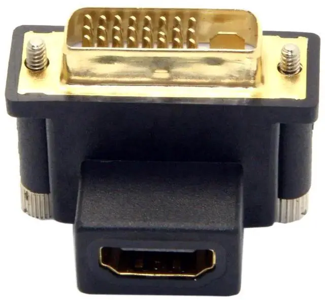 Alt view image 2 of 7 - WRIARICH 90 Degree Up Angled Bidirectional DVI Male to HDMI Female Adapter, Gold-Plated HDMI DVI Converter for TV, Monitor & Computer