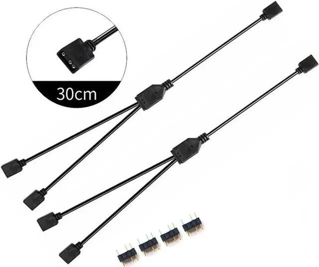Main image of WRIARICH 2 Pack 1Ft 5V 3-Pin RGB Splitter Cable, 1 Female to 2 Female RBW LED Strip Extension Cord, 2-Port AURA RGB Lighting Hub with Gender Changer Adapter