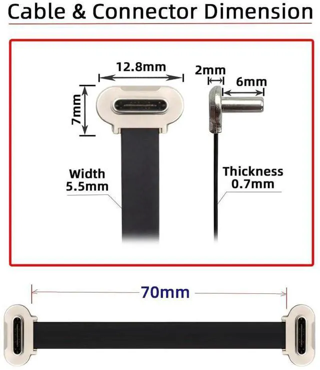 Alt view image 2 of 7 - WRIARICH Dual-Angled Ultra Slim Flat USB-C to USB-C Cable | USB2.0 & 65W PD Fast Charging Cord for Laptop, Tablet & Smartphone