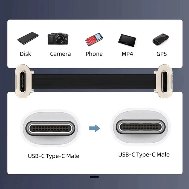Alt view image 7 of 7 - WRIARICH Dual-Angled Ultra Slim Flat USB-C to USB-C Cable | USB2.0 & 65W PD Fast Charging Cord for Laptop, Tablet & Smartphone